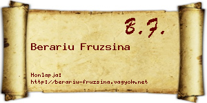 Berariu Fruzsina névjegykártya